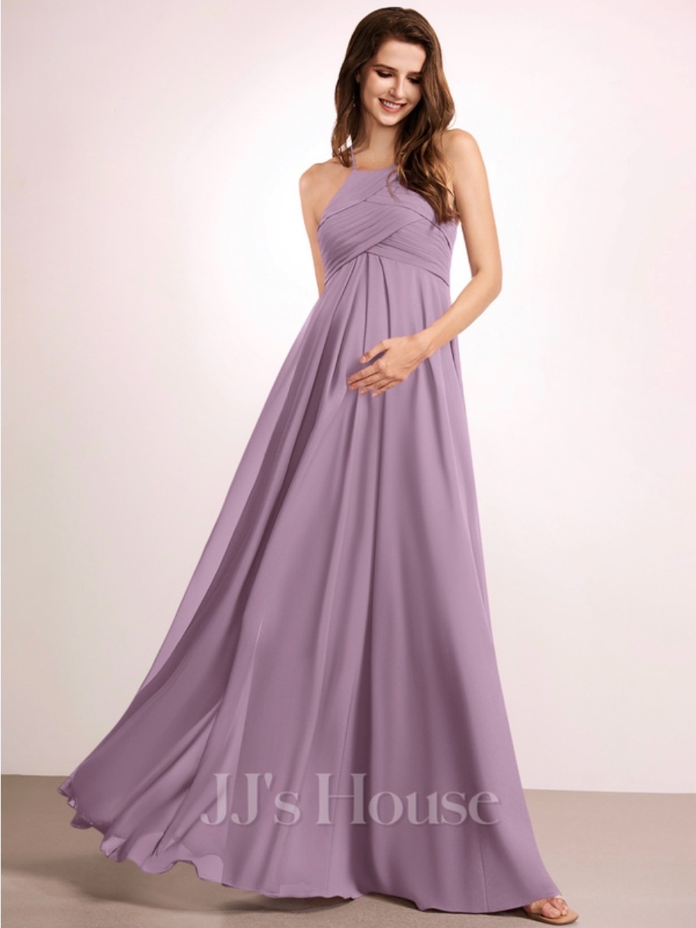 JJs House Wisteria Halter Maternity Evening Gown